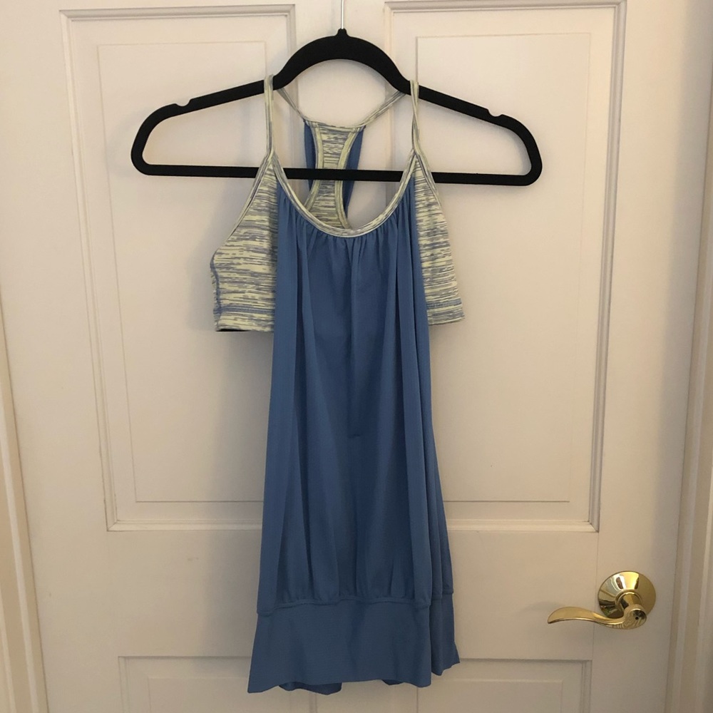 Blue Lululemon top with built in bra